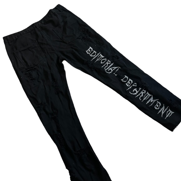 Men’s Ripped Jeans, Embroidered, Relaxed - Picture 4 of 6